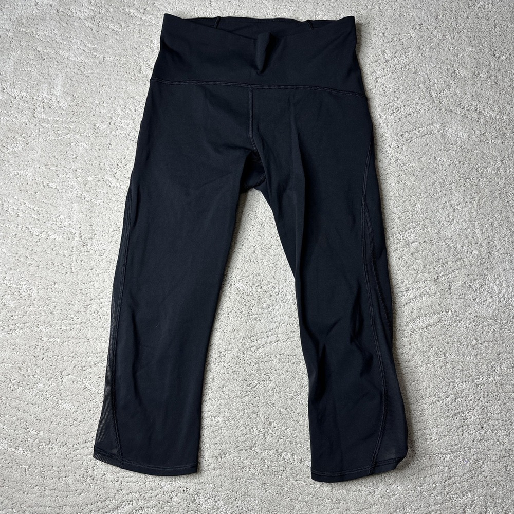 Women's Lululemon 6 Train Times Crop 17" Black‎ Athletic Leggings Gym Running